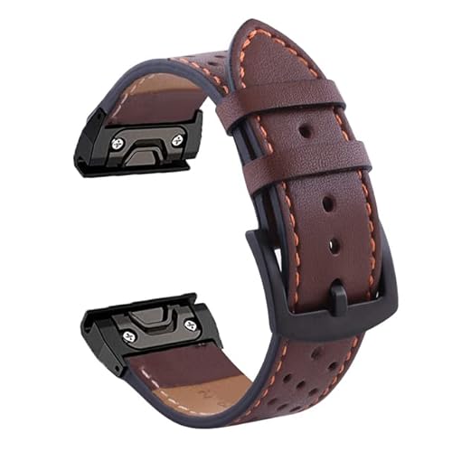 HKIDKK Uhrenarmband für Garmin Fenix 7 7X 6 6X Pro 5X 5 Plus 3HR 935 945, Schnellentriegelung, 22 mm / 26 mm, Lederband, Nylon-Handgelenkschlaufe, 26mm Fenix 5X 3HR, Achat von HKIDKK