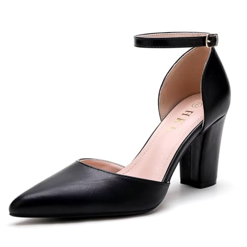 HKL Damen Pumps mit geschlossenem Zehenbereich, spitzer Absatz, Schwarz (Black Pu), 40 EU Weit von HKL