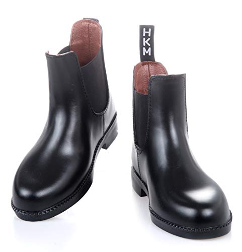RL24 - Jodhpur Reitstiefelette soft | Kinder Stiefeletten | mit Elastikeinsatz & Pull-On | wasserdichte Chelsea Boots aus Kunstleder | schwarze Reitschuhe | Größe 30 von RL24