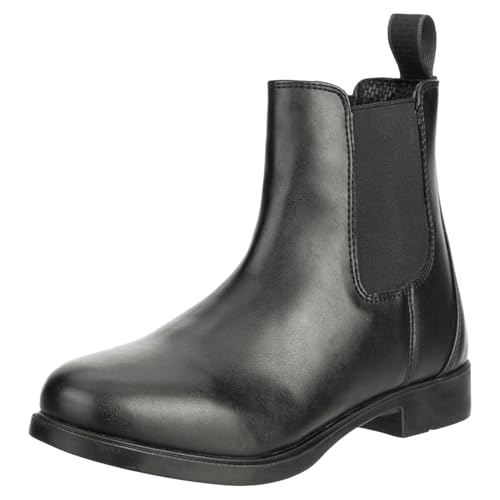 RL24 - Jodhpur Reitstiefelette soft | Kinder Stiefeletten | mit Elastikeinsatz & Pull-On | wasserdichte Chelsea Boots aus Kunstleder | schwarze Reitschuhe | Größe 32 von RL24