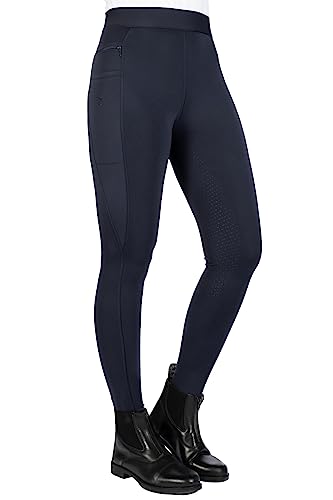 HKM Damen Reitleggings Isabella mit Silikon-Vollbesatz |Damen-Reithose mit Handytaschen Links und rechts und Reißverschlusstasche | Bequemer Komfortbund | dunkelblau von HKM
