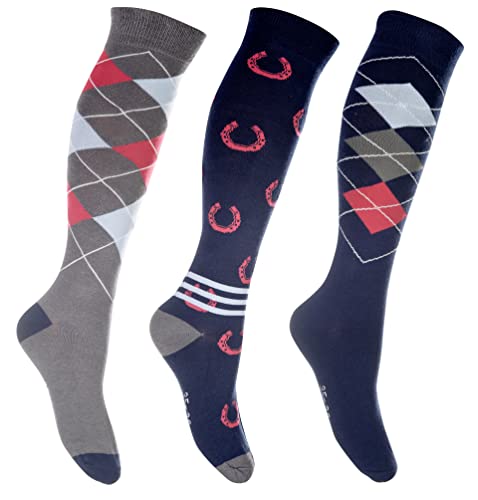 HKM Damen Cardiff Reitsocke, Dunkelblau Rot, 30-34 von HKM