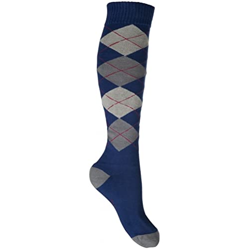 HKM Reitsocken Warming UP blau/grau karo 35-38 von HKM