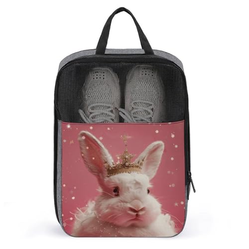 Schuhbeutel für Reisen, Kaninchen mit Krone, bedruckter Schuhbeutel für Reisen, Schuhtasche, wasserdicht, tragbar, Organizer, Sneaker, Reisetasche für Damen und Herren, Kaninchen mit Krone, Schuhbeutel für Reisen, Kaninchen mit Krone, bedruckter Schuhbeutel für Reisen, Schuhtasche, wasserdicht, tragbar, Organizer, Sneaker, Reisetasche für Damen und Herren, Kaninchen mit Krone, von HKMNTGD