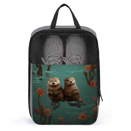 Schuhbeutel für Reisen, Otters in Love, bedruckter Schuhkoffer für Reisen, Schuhtasche, wasserdicht, tragbar, Organizer, Sneaker, Reisetasche für Damen und Herren, Otter in Love, Einheitsgröße, von HKMNTGD