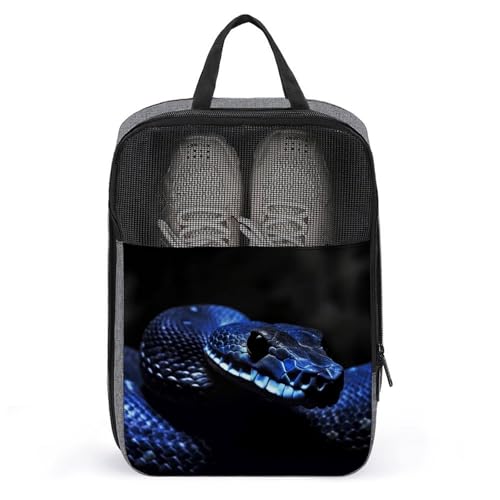 Schuhbeutel für Reisen, blaue Schlange bedruckte Schuhtasche für Reisen, Schuhtasche, wasserdicht, tragbar, Organizer, Sneaker, Reisetasche für Damen und Herren, blaue Schlange, Einheitsgröße, Schuhbeutel für Reisen, blaue Schlange bedruckte Schuhtasche für Reisen, Schuhtasche, wasserdicht, tragbar, Organizer, Sneaker, Reisetasche für Damen und Herren, blaue Schlange, Einheitsgröße, von HKMNTGD