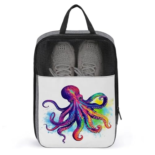 Schuhbeutel für Reisen, farbenfroher Oktopus-Druck, Schuhtasche für Reisen, wasserdicht, tragbar, Organizer, Sneaker, Reisetasche für Damen und Herren, buntes Oktopus, Einheitsgröße, Blumenmuster, Schuhbeutel für Reisen, farbenfroher Oktopus-Druck, Schuhtasche für Reisen, wasserdicht, tragbar, Organizer, Sneaker, Reisetasche für Damen und Herren, buntes Oktopus, Einheitsgröße, Blumenmuster, von HKMNTGD