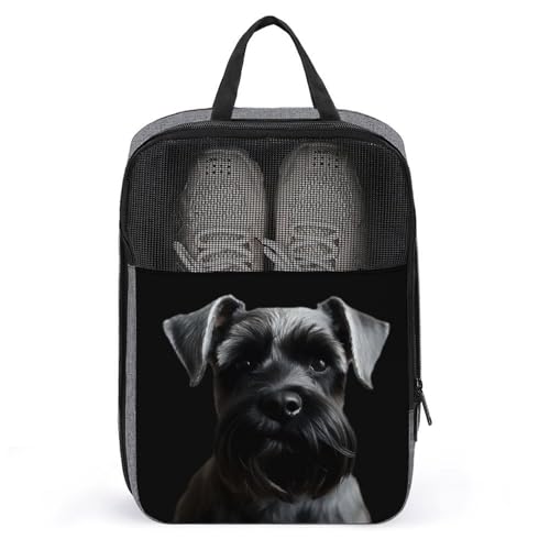 Schuhbeutel für Reisen, schwarzer Schnauzer-Hund, bedruckter Schuhbeutel für Reisen, Schuhtasche, wasserdicht, tragbar, Organizer, Sneaker, Reisetasche für Damen und Herren, schwarzer Schnauzer-Hund, Schuhbeutel für Reisen, schwarzer Schnauzer-Hund, bedruckter Schuhbeutel für Reisen, Schuhtasche, wasserdicht, tragbar, Organizer, Sneaker, Reisetasche für Damen und Herren, schwarzer Schnauzer-Hund, von HKMNTGD