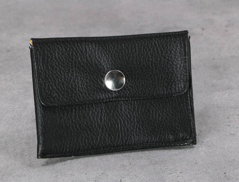 Geldbörse, Kleines Portemonnaie, Minigeldbeutel, Mini Schwarzes Kundleder von HKModeHandmade