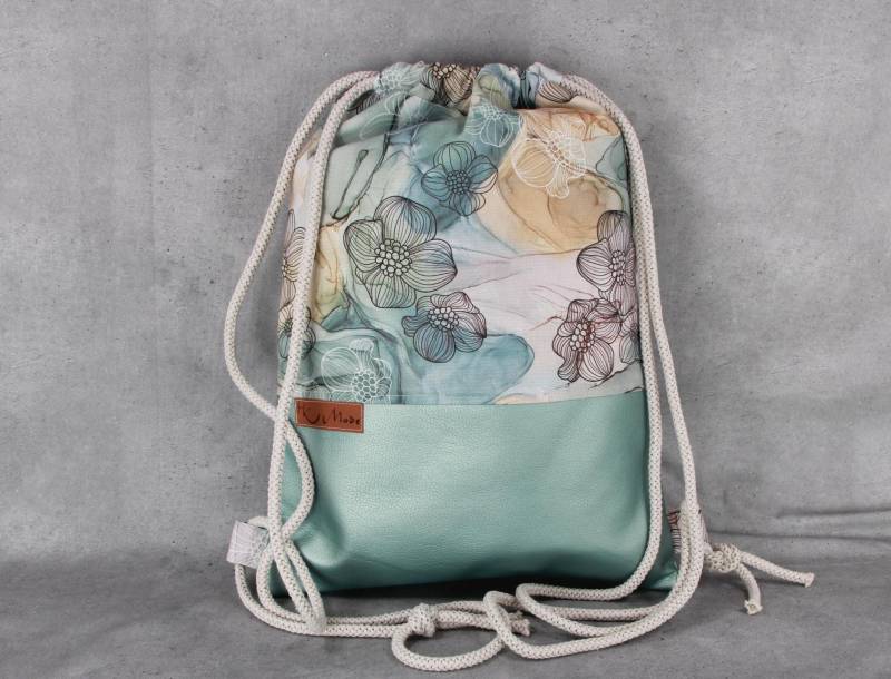 Turnbeutel Gymbag Aquarell Mint von HKModeHandmade