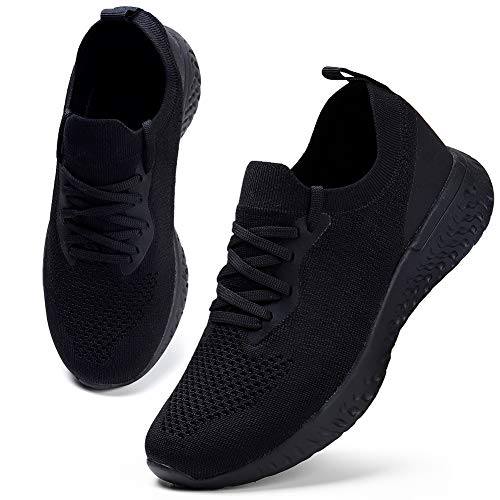 HKR Damen Turnschuhe Atmungsaktiv Laufschuhe Leichtgewichts Sportschuhe Freizeitschuhe Stra?enlaufschuhe Sneaker Trainer für Running Fitness Gym Outdoor Schwarz 36 EU von HKR