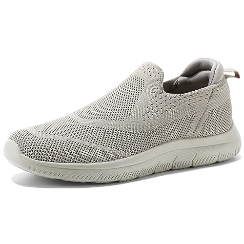 HKR Damen Turnschuhe Leichte Sportschuhe Freizeitschuhe Bequem Slip on Sneakers rutschfest Slipper Soft Walkingshuhe Schlupfschuhe Taupe 38 EU von HKR