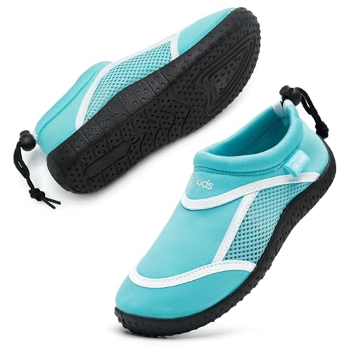 HKR Jungen Mädchen Aquaschuhe Atmungsaktive Badeschuhe Schwimmschuhe Kinder Teal 28 EU von HKR