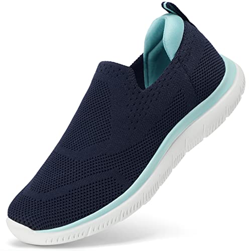 HKR Turnschuhe Damen Bequem Slip on Sneakers Mesh Laufschuhe Leichte Sportschuhe Memory Foam Schuhe Ohne Schnürsenkel Marineblau 41 EU von HKR