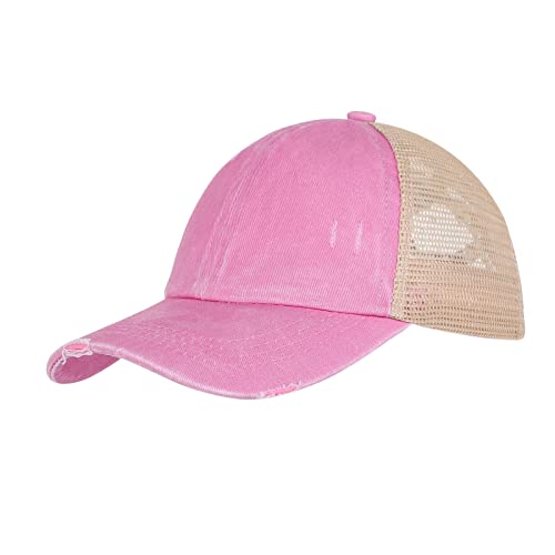 Basecap Mädchen Mesh Baseballkappe Pferdeschwanz Sonnenschutz Hut Sonnenhut Verstellbar Atmungsaktiv Cap Schirmmütze Leicht Baseballmütze Sonnenkappe für 4-8 Jahre Wandern Outdoor Rosa von HKSCKJ