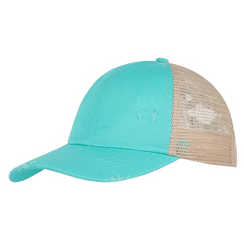 HKSCKJ Basecap Mädchen Mesh Baseballkappe Pferdeschwanz Sonnenschutz Hut Sonnenhut Verstellbar Atmungsaktiv Cap Schirmmütze Leicht Baseballmütze Sonnenkappe für 4-8 Jahre Wandern Outdoor Grün von HKSCKJ