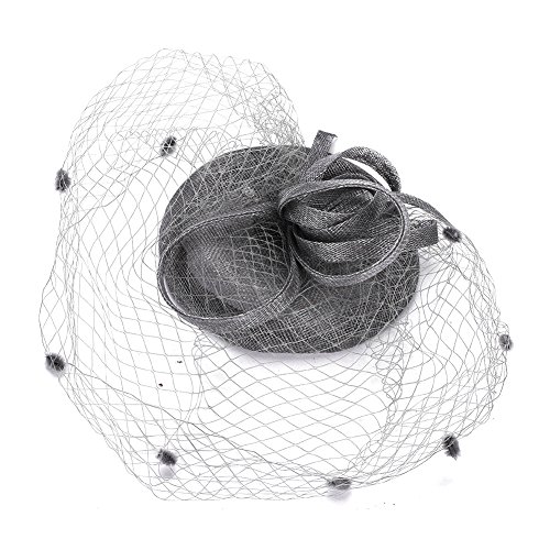 Pillbox Hut Damen Retro Fascinator Mesh Hut Blumen Haarreif mit Haarklammer Bunker Hut mit Schleife Schleier Hochzeit Gesichtsschleier Mädchen Stirnband Elegant Kopfschmuck Party Karneval von HKSCKJ