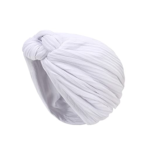 Turbanhut Damen Sommer Kopftuch Knoten Headwrap Elastisch Turban Mütze Atmungsaktiv Kopfwickel Weich Afrikanisch Turbankappe Modisch Indischer Hut Mädchen Turban für Strand Haarschutz Chemo Weiß von HKSCKJ