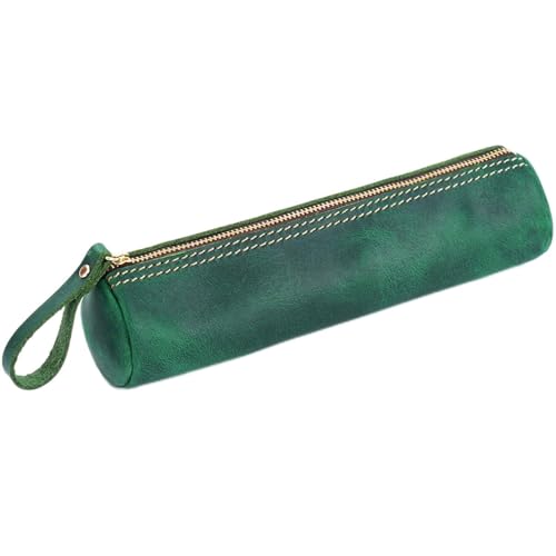 HKSDKABOP Retro-Leder-Taschen, Federmäppchen aus Leder, Stifteetui, Münzbörse, Organizer, Mehrfarbig, 20,5 x 5,2 cm(Dark Green) von HKSDKABOP