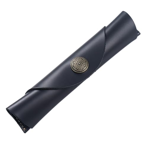 HKSDKABOP Retro-Leder-Taschen, Handgefertigte Leder-Rollstifttasche for Herren, Mehrfarbig, 18 x 3 cm(Noir) von HKSDKABOP