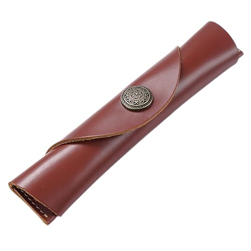 HKSDKABOP Retro-Leder-Taschen, Handgefertigte Leder-Rollstifttasche for Herren, Mehrfarbig, 18 x 3 cm(Reddish Brown) von HKSDKABOP