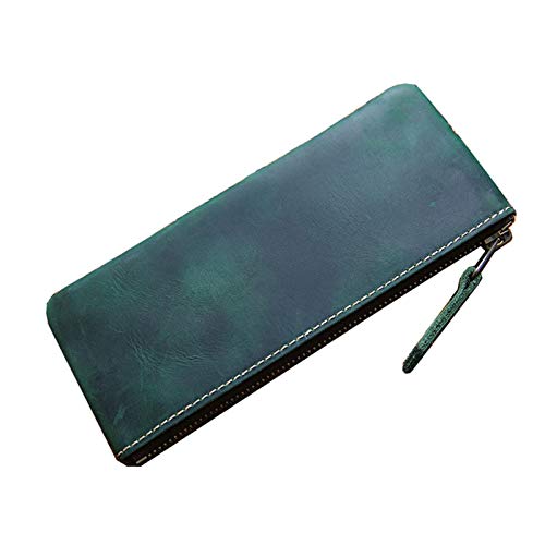 HKSDKABOP Retro-Leder-Taschen, Leder-Schreibwaren-Stifte- und Federmäppchen, Mehrfarbig, 20 x 8 x 1 cm(Green) von HKSDKABOP