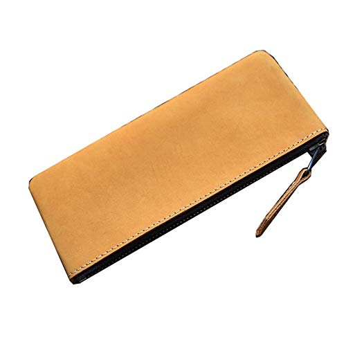 HKSDKABOP Retro-Leder-Taschen, Leder-Schreibwaren-Stifte- und Federmäppchen, Mehrfarbig, 20 x 8 x 1 cm(Yellow) von HKSDKABOP