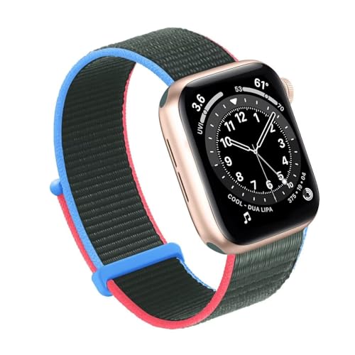 HKTS Für Apple Watch Band 49MM 45MM 44MM 42MM 41MM 40MM 38MM, Frauen Männer Sport Nylon Loop Strap Für IWatch Serie Ultra 8 7 6 5 4 3 2 1 SE(Olive,38/40/41mm) von HKTS