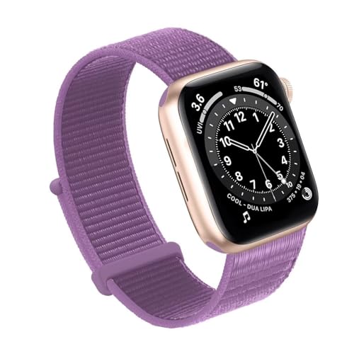 HKTS Für Apple Watch Band 49MM 45MM 44MM 42MM 41MM 40MM 38MM, Frauen Männer Sport Nylon Loop Strap Für IWatch Serie Ultra 8 7 6 5 4 3 2 1 SE(Purple,38/40/41mm) von HKTS