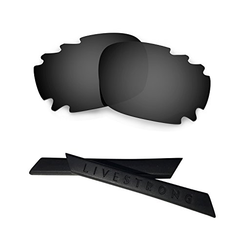 HKUCO Black Polarized Replacement Lenses plus Black Earsocks Rubber Kit For Oakley Jawbone Vented von HKUCO