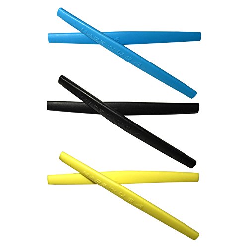 HKUCO Blue/Black/Yellow Replacement Silicone Leg Set For Oakley Square Wire 2.0 Sunglasses Earsocks Rubber Kit von HKUCO
