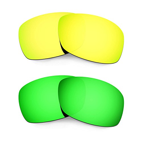 HKUCO Mens Replacement Lenses For Oakley Hijinx 24K Gold/Emerald Green Sunglasses von HKUCO