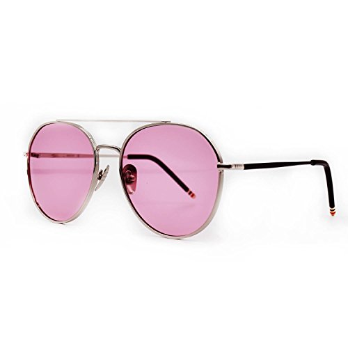 HKUCO Silver color Metal Frame Retro Fashion Design Transparent Pink Lenses Sunglasses von HKUCO