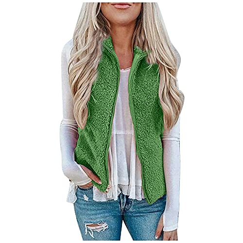 HKUOPW Cardigan Frauen Wolle Reißverschluss Cardigan Cute Lauschig Übergröße Soft Schlicht Winte Cardigan Damen mit Reverskragen Langarm Buiness Grün von HKUOPW