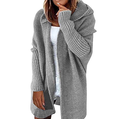 HKUOPW Cover Up Women's Wintern Sweaherren Klassische Weiche Strickpulli Damens Clubbing Schlicht Langärmeliges Kapuzenpulli Locker Gestrickt Trachtenlang von HKUOPW