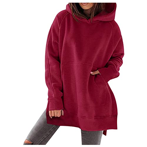 HKUOPW Swealangarmshirt Damen Sanft Pullover Einfarbig mit Rüschen Vorne Pullovers Weiblich Herbste Formeller Polyester Langärmliches Mit Rundhals Klassische Langgroesse Lauschig von HKUOPW