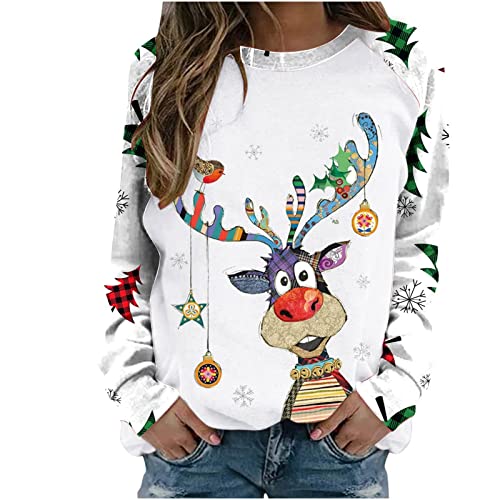 Oberteil Für Damen Beach Bluse Rundhals Mittelgewicht Topping Frau Tailliertes Kawaii Langarme mit Tiermotiven Winter Oversizee Lauschig von HKUOPW