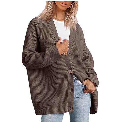 Sweaherren Women Work Loose Cardigans Langarmin Frühling Sweaherren Women's Solid Soft Mit Taschen Offene Damenmode Stricke V-Neck von HKUOPW