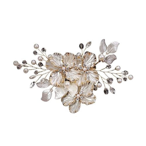 Blume Haar Clip Perle Kristall Perlen Haar Pins Braut Kopfschmuck Mode Braut Hochzeit Schmuck Haar Zubehör(HS-J6982G) von HKYBCF