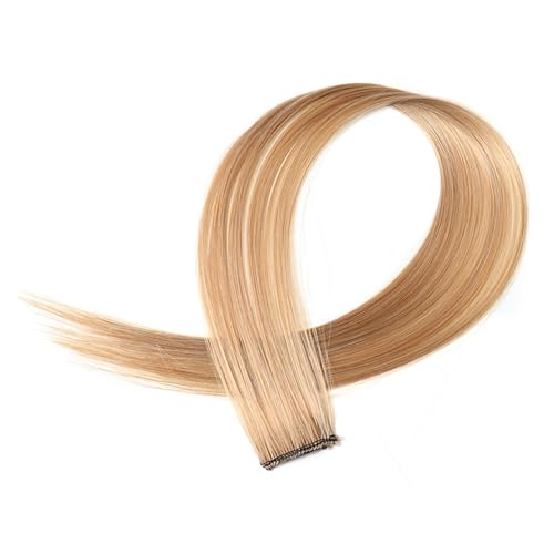 Feder Haarverlängerung 5 Stück Haarverlängerungen, gerade Fransen, Kunsthaar, natürliche Farbe, Clip-on-Haarteile, synthetische Haarspangen, Verlängerung for Frauen (Color : 17) von HKYBCF