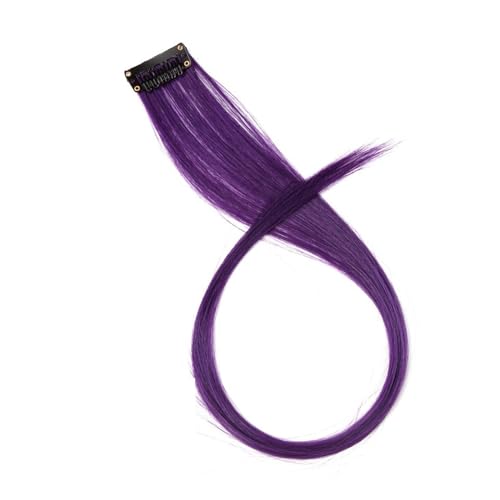 Feder Haarverlängerung 5 Stück synthetische Haarverlängerungen mit Clips, hitzebeständig, glattes Haar, Farbe gefärbt, schwarze Haarspange for Damen (Color : 22, Size : 20inch) von HKYBCF