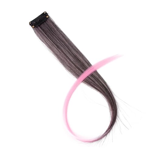 Feder Haarverlängerung 5 Stück synthetische Haarverlängerungen mit Clips, hitzebeständig, glattes Haar, Farbe gefärbt, schwarze Haarspange for Damen (Color : 4, Size : 20inch) von HKYBCF