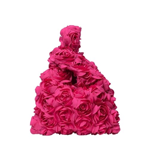 HKYBCF Damen Handtasche Elegante Abendtasche Hochzeit Brauttasche Damen Partytasche(Rose Red) von HKYBCF