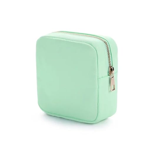 Make up Aufbewahrungstasche Nylon Mini Makeup Bag Toiletry Cosmetic Storage Bag Waterproof Zipper Small Pouch Coin Sanitary Napkin Purse for Women Girls(Light Green) von HKYBCF