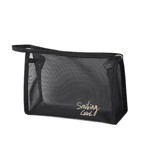 Make up Aufbewahrungstasche Simple Black Mesh Makeup Case Organizer Storage Pouch Casual Zipper Toiletry Wash Bags Make Up Women Travel Cosmetic Bag Package(Type D) von HKYBCF