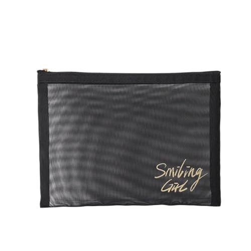 Make up Aufbewahrungstasche Simple Black Mesh Makeup Case Organizer Storage Pouch Casual Zipper Toiletry Wash Bags Make Up Women Travel Cosmetic Bag Package(Type F) von HKYBCF