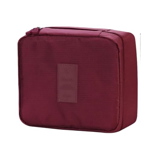 Make up Aufbewahrungstasche Waterproof Cosmetic Bag for Women Packing Cubes for Travel Large Capacity Makeup Bag Travel Organizer Toiletry Wash Storage Bags(Wine red) von HKYBCF