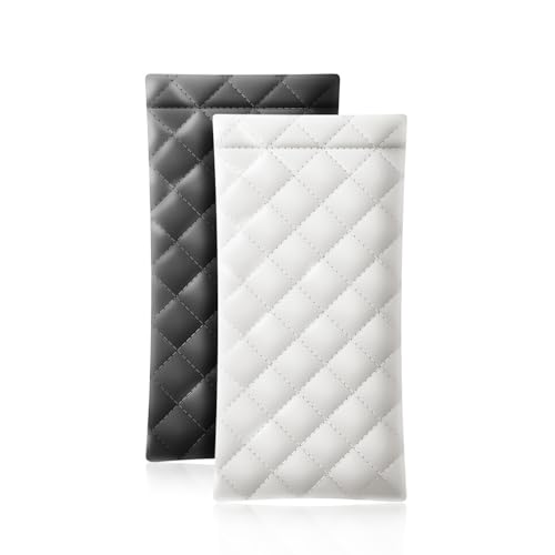 HKzzy Leder Brillenetuis 2 Stück Tragbar Sonnenbrillen Etuis PU Brillenetui Reisen Weich Brillenhülle Schmuckstück Organizer Tasch (Schwarz Weiß) von HKzzy