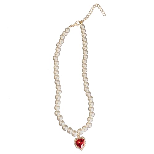 HLBEST Herz-Halskette, einzigartiger funkelnder Rubin-Herz-Anhänger, Choker, modische Perlenstränge, Halskette für Frauen, Schmuck, Geschenk, Damenmode, Perlenstränge HLBEST Herz-Halskette, einzigartiger funkelnder Rubin-Herz-Anhänger, Choker, modische Perlenstränge, Halskette für Frauen, Schmuck, Geschenk, Damenmode, Perlenstränge von HLBEST