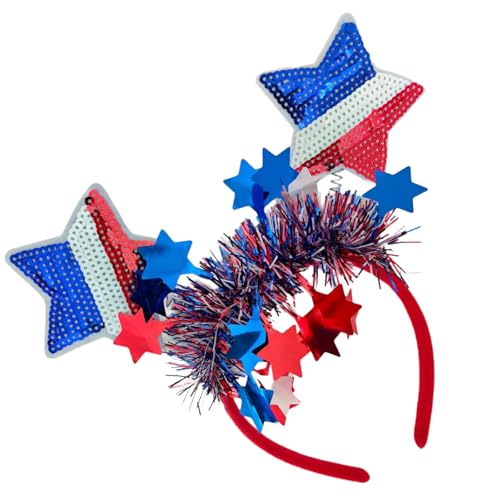 HLBEST Schimmernder Stern Party Haarband Unabhängigkeitstage Feier Stirnband Festival Hairhoop 2024 Wahlversammlung Haarreifen von HLBEST